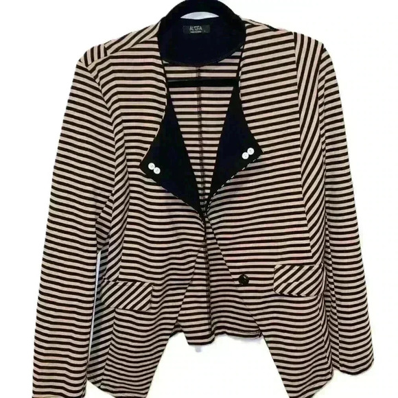 Al'ofa Striped Open Front Blazer - Tan - Size Large - Picture 5 of 5
